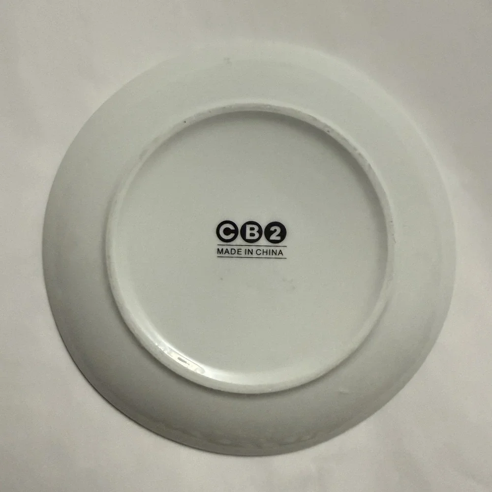 Crate And Barrel CB2 Skull‎ Plate Blue Yellow Salad Bread Appetizer 6